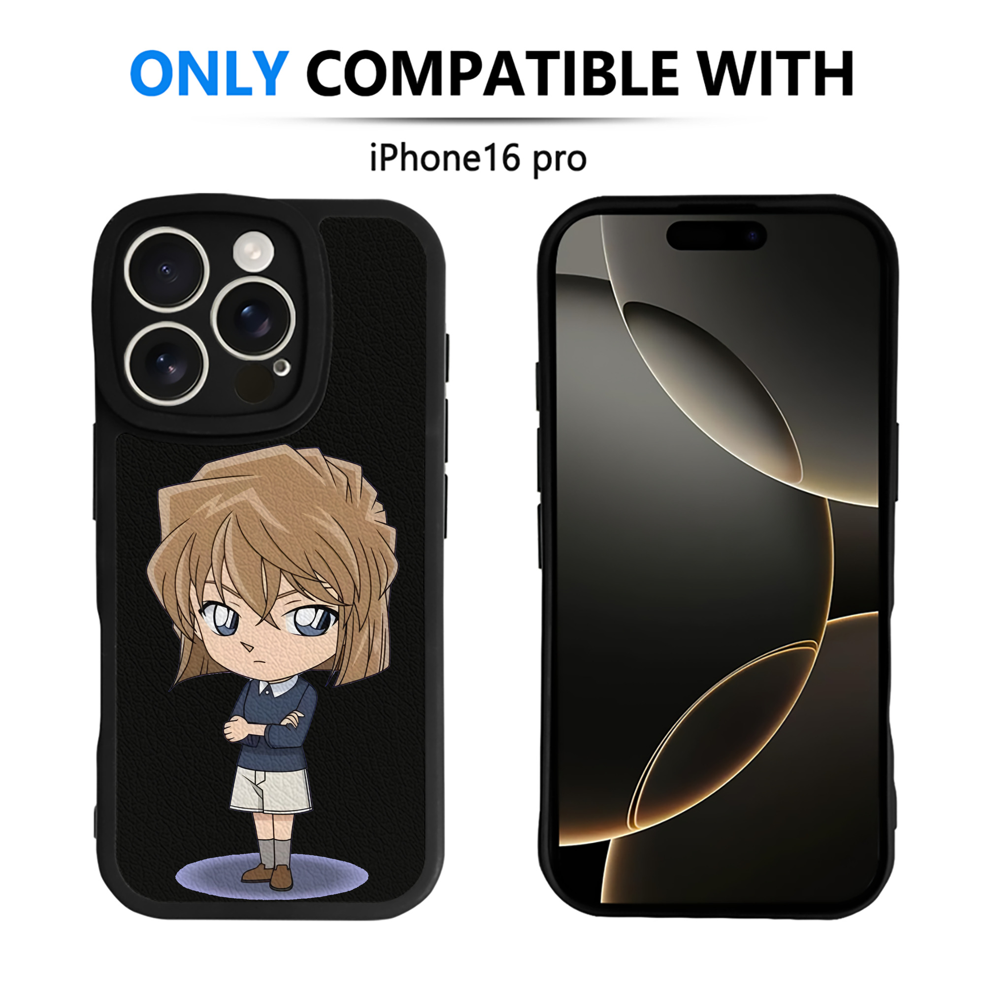 （画像用） 名探偵コナン 灰原 哀 はいばら あい Detective Conan Anita Hailey、Vi Graythorn Haibara Ai 【iPhone 16シリーズ対応】シリコンスマホケース（レザー調） 材質：シリコン